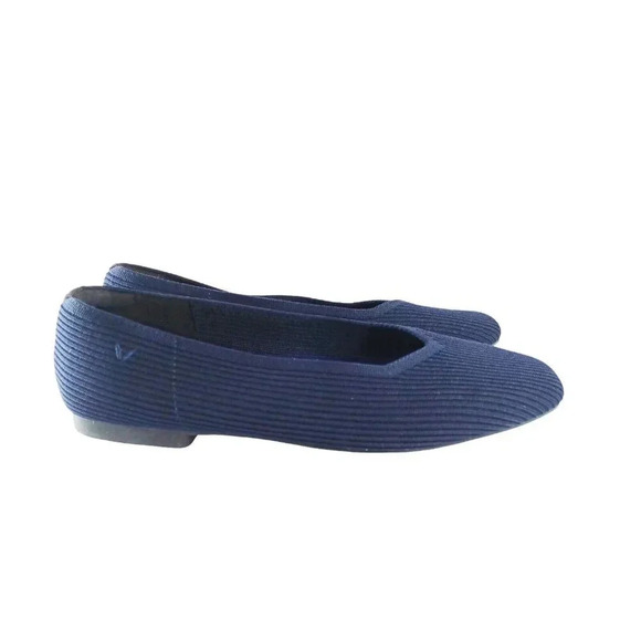 Vivaia Women's Square Toe V-Cut Sz 10 EUR 41. 5  Lole Navy Knit Margot 2.0 Flats - Picture 1 of 8